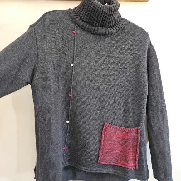 Habitat Women's Gray Color Pop Cotton Turtleneck Sweater - Size XS - with Pocket - Picture 4 of 13